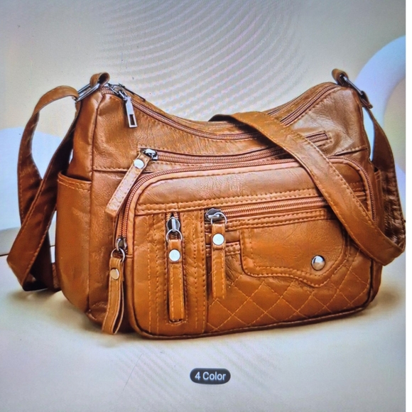 Brown Leather Crossbody Bag with Slouchy Design - Picture 2 of 4